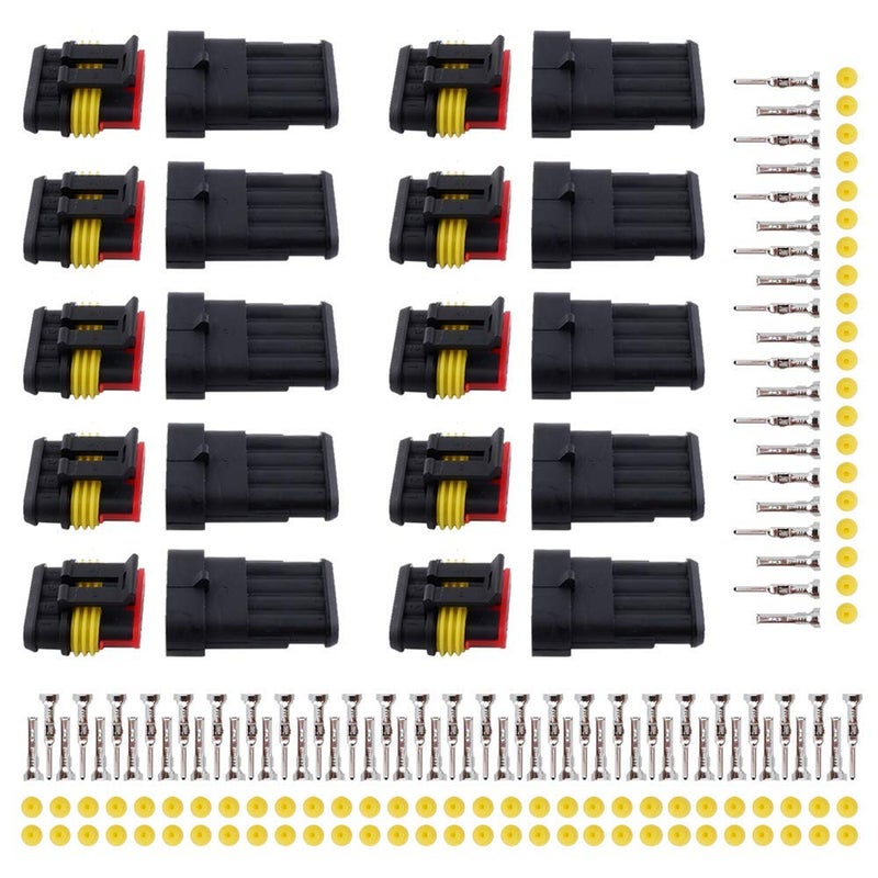 MUYI 10 Kit 4 Pin Way Waterproof Electrical Connector 1.5mm Series Terminals Water Resistend - Image 1